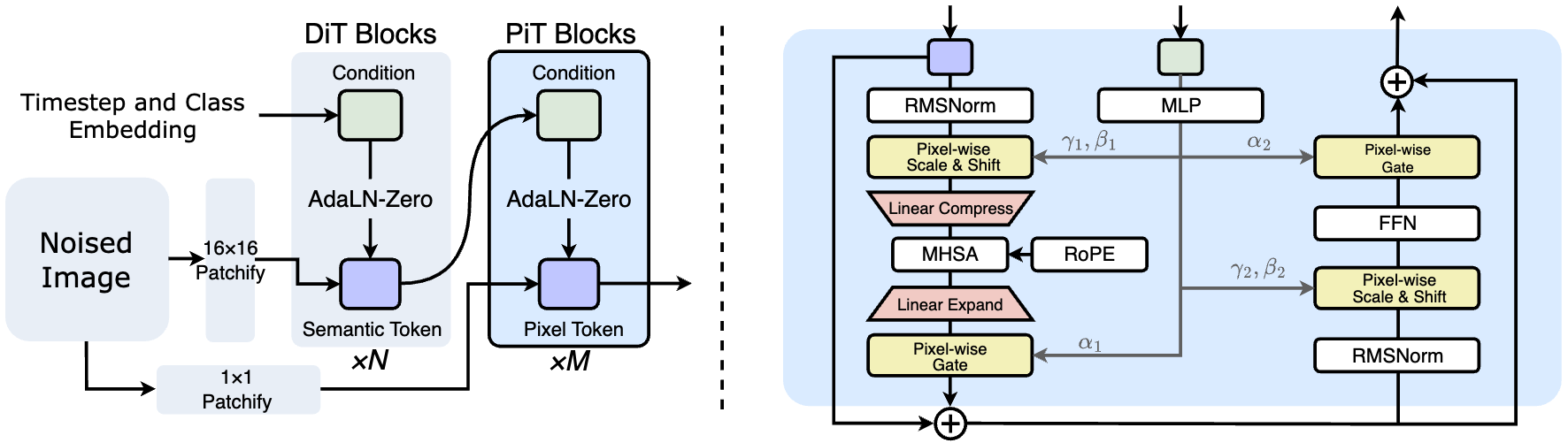 PixelDiT dual-level architecture