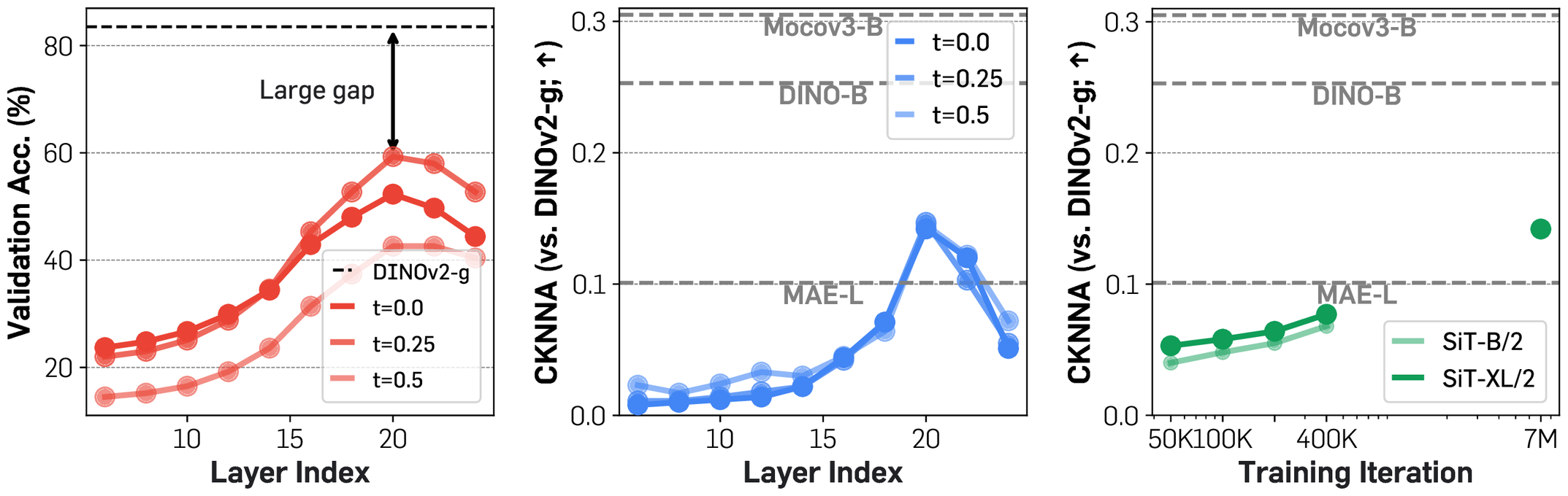 Representation gap before REPA