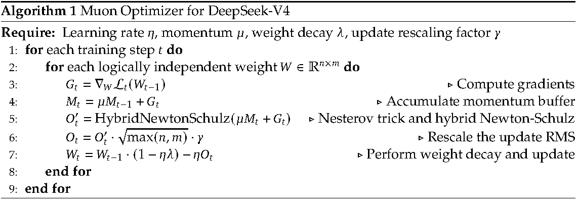 Muon optimizer algorithm