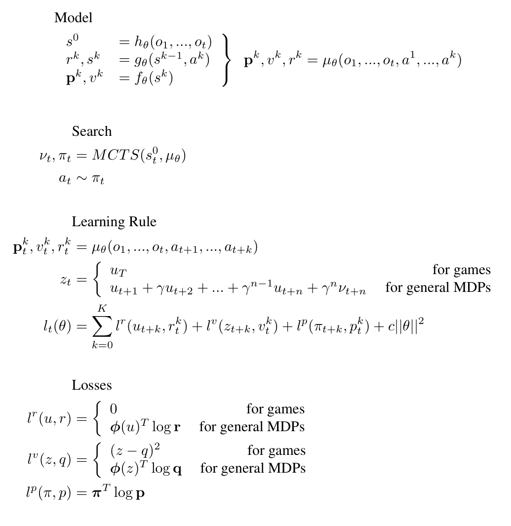 MuZero equations