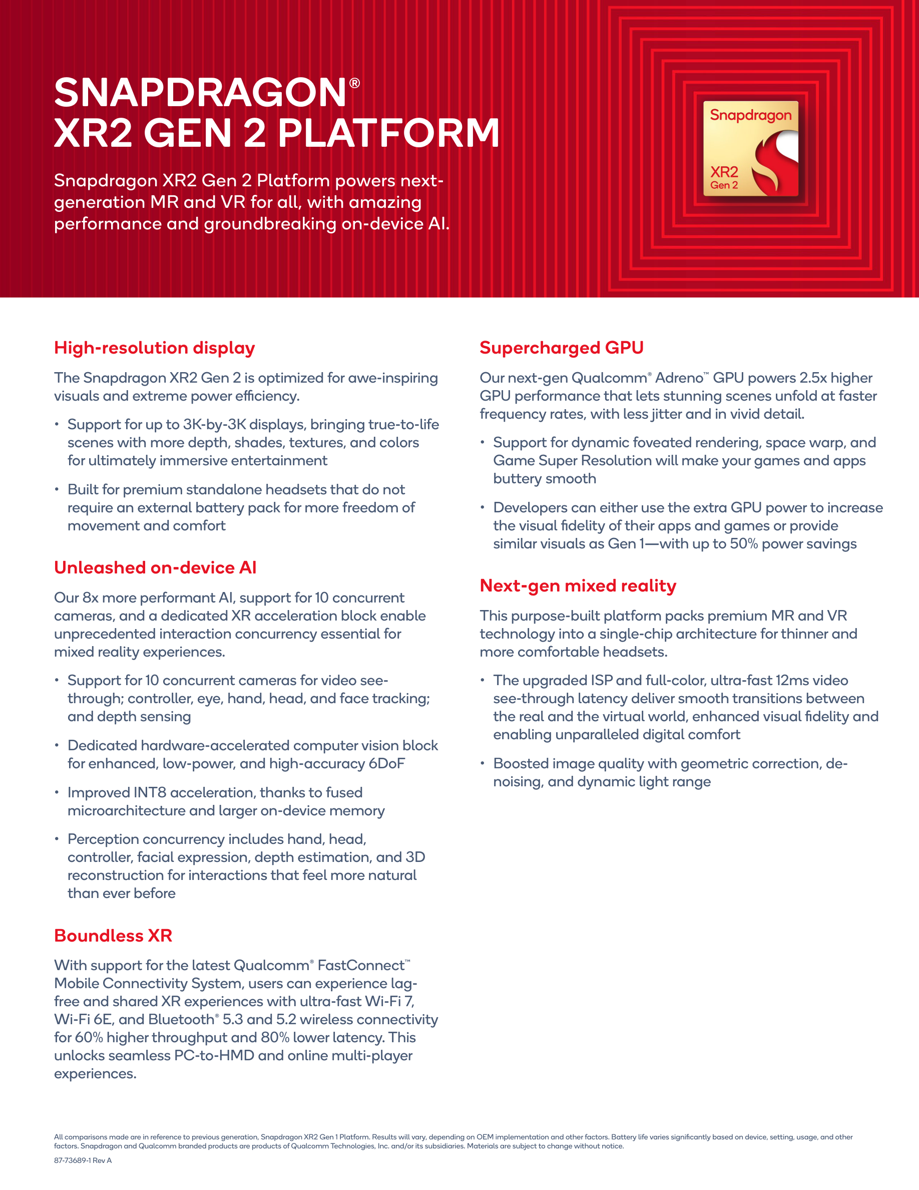 Snapdragon XR2 Gen 2 Product Brief page 1